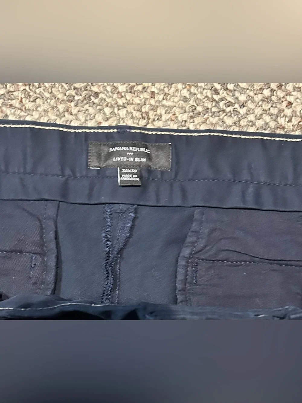 Banana Republic Mens Lived In Chino Slim Fit Pants 38x30 Flat Front Blue Slacks